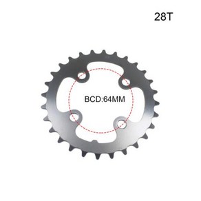 픽시크랭크 자전거 크랭크셋 호환 MTB 체인휠 28T 38T 48T 104BCD 수정 체인 링 톱니 디스크, 1) 28T, 1개
