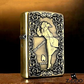 정품 Zippo 라이터 3D 바람 소녀 고전적인 바람 여자 순수한 구리 갑옷 양각 등유 남성 선물