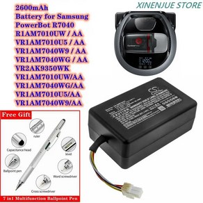 삼성 파워봇 R7040 R1AM7010UW/AA VR1AM7010U5/AA용 진공 청소기 배터리 2600mAh DJ96-00193E VCA-RBT71 XAA, 1)2600mAh, 1개