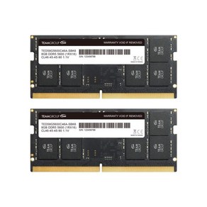 TEAMGROUP Elite SODIMM DDR5 64GB 2x32GB 5600Mhz PC5 44800 CL46 Non ECC 언버퍼드 1.1V 262핀 노트북 메모리 모듈 램, 5600 CL46-45-45-90, 2개