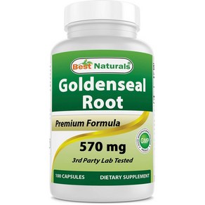 Best Natuals Goldenseal Root 570 mg (Non-GMO) 100 Capsules Best Natuals 골든실 뿌리 570mg(GMO 없음) 100캡슐, 1개, 136.08g