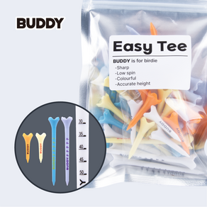 BUDDY 눈금 높이 조절 잘부러지지 않는 컬러 플라스틱 골프 티 꽂이 tee