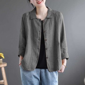 여성 면마 자켓 오버핏 심플 봄 여름 가을 긴팔 재킷 상의 women's casual coat 인어미남 A13 Z400C779