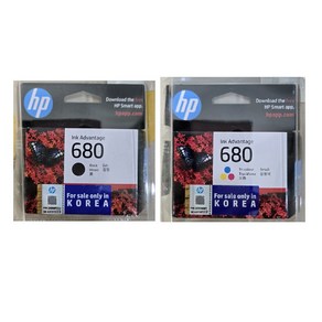 HP 잉크 2종 세트 HP680, 1세트, 검정,삼원색