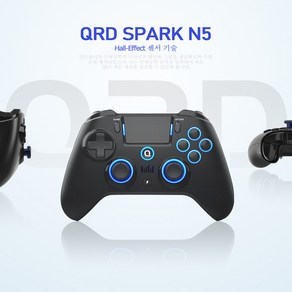 QRD Spak N5 무선 컨트롤러 - 플레이스테이션 PC PS4 PS3 모바일 Andoid iOS용. RGB 라이트 게임패드 충전식 배터리 프로그램 가능한 터, 1개