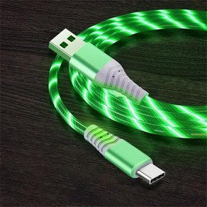 호환 플로우 루미너스 USB C타입 케이블 고속 충전 데이터 코드 삼성 샤오미 아이폰 마이크로용 발광 LED 5A