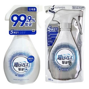 [후후맘] 페브리즈 항균플러스 깨끗한향 용기370ml+리필320ml, 1개, 1개