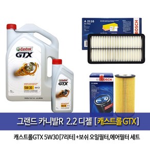 캐스트롤GTX 그랜드카니발R 2.2디젤 캐스트롤GTX(6L+1L)7L 엔진오일 96-A2116, 5w30, 2개