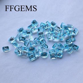 보석 원석 FFGems 천연 스위스 블루 토파즈 아쿠아 마린 루즈 직사각형 실버 골드 링 귀걸이 장착 파인 쥬얼리 DIY 4x6mm 1231134