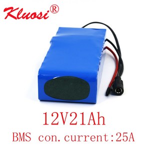 전기자전거 배터리 KLUOSI 12V 21Ah 20Ah 3S6P 대용량 12.6V 12V 산업용 배터리 팩 25A BMS LED 램프 라, 1개