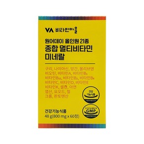 비타민마을 원어데이 올인원 21종 종합 멀티비타민 미네랄 800mg x 60정, 1박스