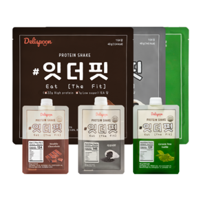 잇더핏 단백질 쉐이크 3주플랜 (더블초코맛 1주+흑임자맛 1주+녹차라떼맛 1주), 280g, 3개