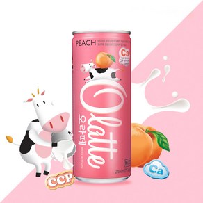 오라떼 피치 240ml x 60캔 복숭아 과즙 음료 무탄산, 60개