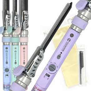 타키온 프로페셔널 전문가용 파스텔 세라믹 원권아이롱 9가지 사이즈 +카본꼬리빗, 파스텔컬러_퍼플, 08mm
