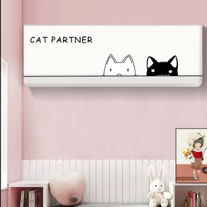 이지겟 부드러운 스판 벽걸이 에어컨 커버, 냥이