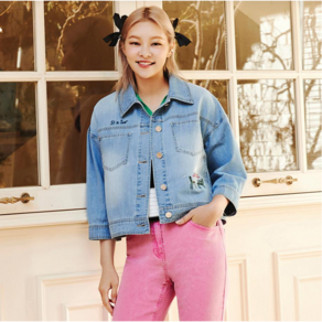SI (씨) [23S/S] SI X Joo 자수 포인트 크롭 데님 자켓 (SGJKD5126)