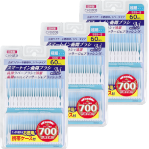 일본 치간칫솔 스마트인 치아케어 휴대용 부드러운 실리콘 타입 SSS-S 60개입 3세트, 0.5mm, 3개