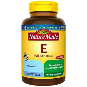 Natue Made Vitamin E 네이처 메이드 비타민E 180mg 400IU 300정 (1개), 272.16g, 1개