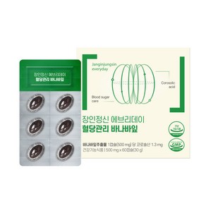 혈당관리 당뇨영양제 식후 케어 장인정신 에브리데이 바나바잎, 1개, 500mg, 60정