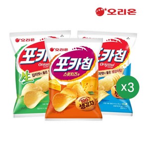 오리온 포카칩 스윗치즈(60g)3개+포카칩 오리지널(66g)3개+포카칩 어니언(66g)3개, 1개