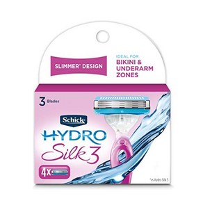 Schick Hydo Silk 3 Razo Blades Refills fo Women 4 Count 쉬크 하이드로 실크 3 여성용 면도날 리필 4개, 4개(1팩), 3개 리필, 1개