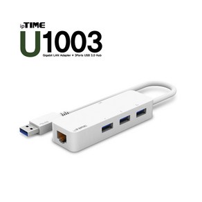 ipTIME U1003 USB3.0 기가비트 이더넷 유선 랜카드 + 3포트 허브 노트북/데스크탑 겸용, 1개