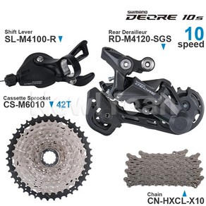 자전거 기어 SHIMANO DEORE 10 단 그룹 세트M4100 시프터M4120M5120후방 변속기 카세트42T46T50TX10 체인 부품 포함, SLn CS 42T M4120, 10 SLn CS 42T M4120, 1개