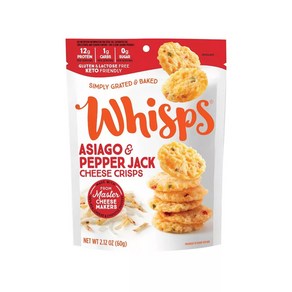 위스프스 아시아고 & 페퍼 잭 치즈 크리스피 1개(60g) Whisps Asiago and Peppe Jack Cheese Cisps, 1개, 60g