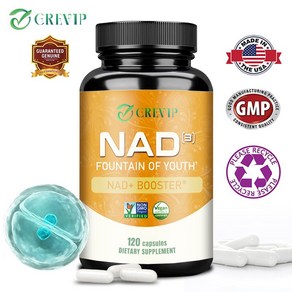 GREVIP NAD+ 부스터(NAD3) 노화 방지 세포 부스터 자연 에너지 장수 및 세포 건강을 위한 NAD 보충제 1회 제공량당 312mg