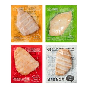 푸드원 맛닭 냉장 훈제 닭가슴살 4종 혼합 (훈제/마늘/칠리/저염분), 40개, 100g