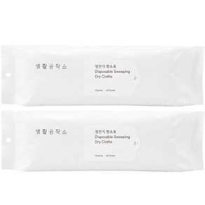 생활공작소 정전기 청소포 60매, 2개, 28cm x 20cm