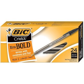 빅 BIC 크리스탈 엑스트라 볼드 볼펜 블랙 두꺼운 굵기 1.6mm 24개입 가성비 추천 미국직구