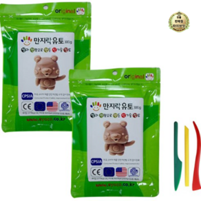 이야코 만지락 소프트 유토 300g x 2p + 주걱칼 3종 세트, 1세트, 혼합색상