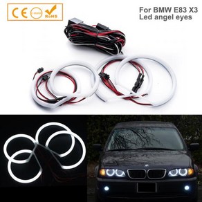 호환용 BMW E46 컴팩트 (2000-2010) E83/X3 SMD LED 엔젤 아이즈 자동차 자동 헤일로 링 코튼 라이트 헤드 2x (131mm + 106mm)DRL 1 세트, 01 SMD White, 01 CHINA