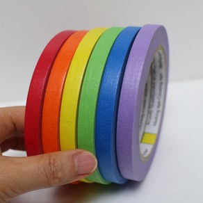 (6개묶음) 무지개색 마스킹테이프 / 20mm X 6색(1세트), 빨.주.노.초.파.보:20mm -6색(1세트)