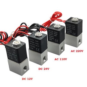 솔레노이드 밸브 고속 응답 양방향 정상 폐쇄 N C 직동 공압 물 공기 가스 1 8 인치 DC 12V 24V AC 110V 220V 466571, 1/8