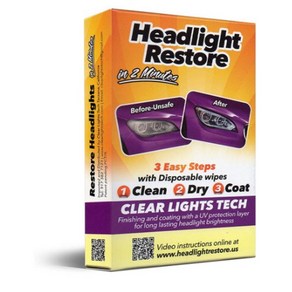 Clea Lights Tech 헤드라이트 복원 키트 코팅 렌즈 클리닝 와이프 Tech Headlight Restoation Kit, 1개