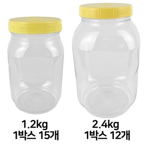 플라스틱 꿀병 1.2kg 15개 2.4kg 12개 박스판매, 선택1. 1.2kg꿀병-15개