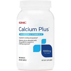 GNC Calcium Plus Magnesium & Vitamin D-3 1000 mg - 180 Caplets, 180정, 1개