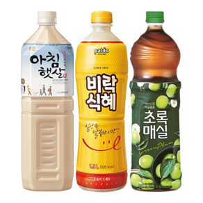 [한번에먹자쇼핑몰] 과즙음료 1.5L 3종 혼합세트 ( 웅진 아침햇살 팔도 비락식혜 웅진 초록매실 ), 3개