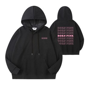 BLACKPINK 블랙핑크 BORN PINK 본핑크 후드티 굿즈, 2XL, 블랙  기모