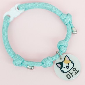 미소펫 가볍고 예쁜 강아지 고양이 일러스트 인식표 글로시 목걸이 이름표, 소형, 민트, 1개