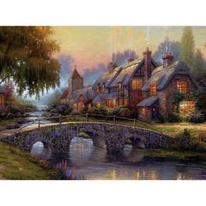 노을 속 산장 [패브릭형] [보석십자수] 3D 사각 30x40, 단품, 1개