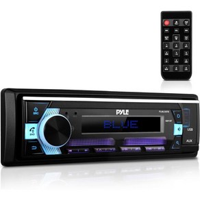 Pyle 자동차 카오디오 USB 블루투스 Bluetooth 스테레오 헤드 유닛 수신기 핸즈프리 통화 LCD AM FM 라디오 MP3 AUX 차량용 버스 트럭 RV 검은색 PLM, Light Blue