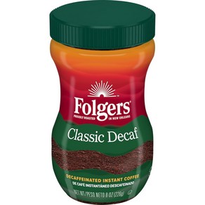 Folges folges 폴거 인스턴트 디카페인 커피 226g (8oz) 2병 Instant Coffee Classic Decaf 8 Ounce, 1개