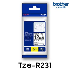 브라더 브라더정품 Tze-R231_화이트/블랙리본_12mmx4m, TZe-R231 흰색바탕/검정글씨, 1개