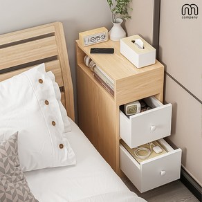 Mcompany 침대 옆 협탁 거실 미니 서랍장 원목 사이드 테이블 다용도 쇼파 선반 좁은 틈새 침실 인테리어 수납장 보조 간이 심플 내추럴 [MODEL : YM-04502187], 1개
