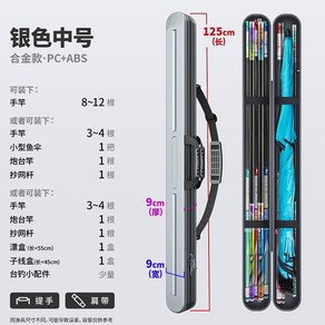 짬낚가방 내림낚시가방 로드 방수 중층 내림 장비 낚시대 가방, 실버두꺼워125x9x9cm합금강화모델