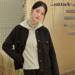 엔니튜드 24FW 울 블렌드 데님라이크 니트재킷 런칭69 900원