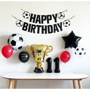 [하루비파티] 블랙축구 파티세트 축구공 트로피 풍선 생일파티, 블랙11